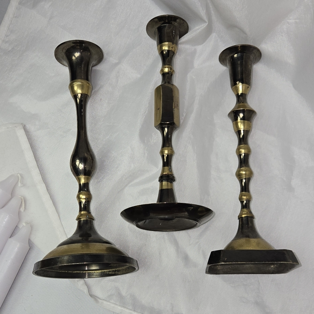 India Boutique Black and Gold Candle Holders